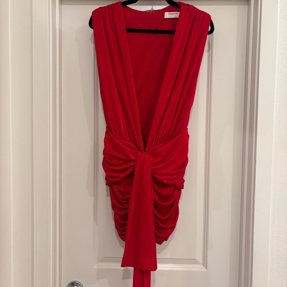 House of CB Aliza Plunge Draped Mini Dress - Picture 3 of 11